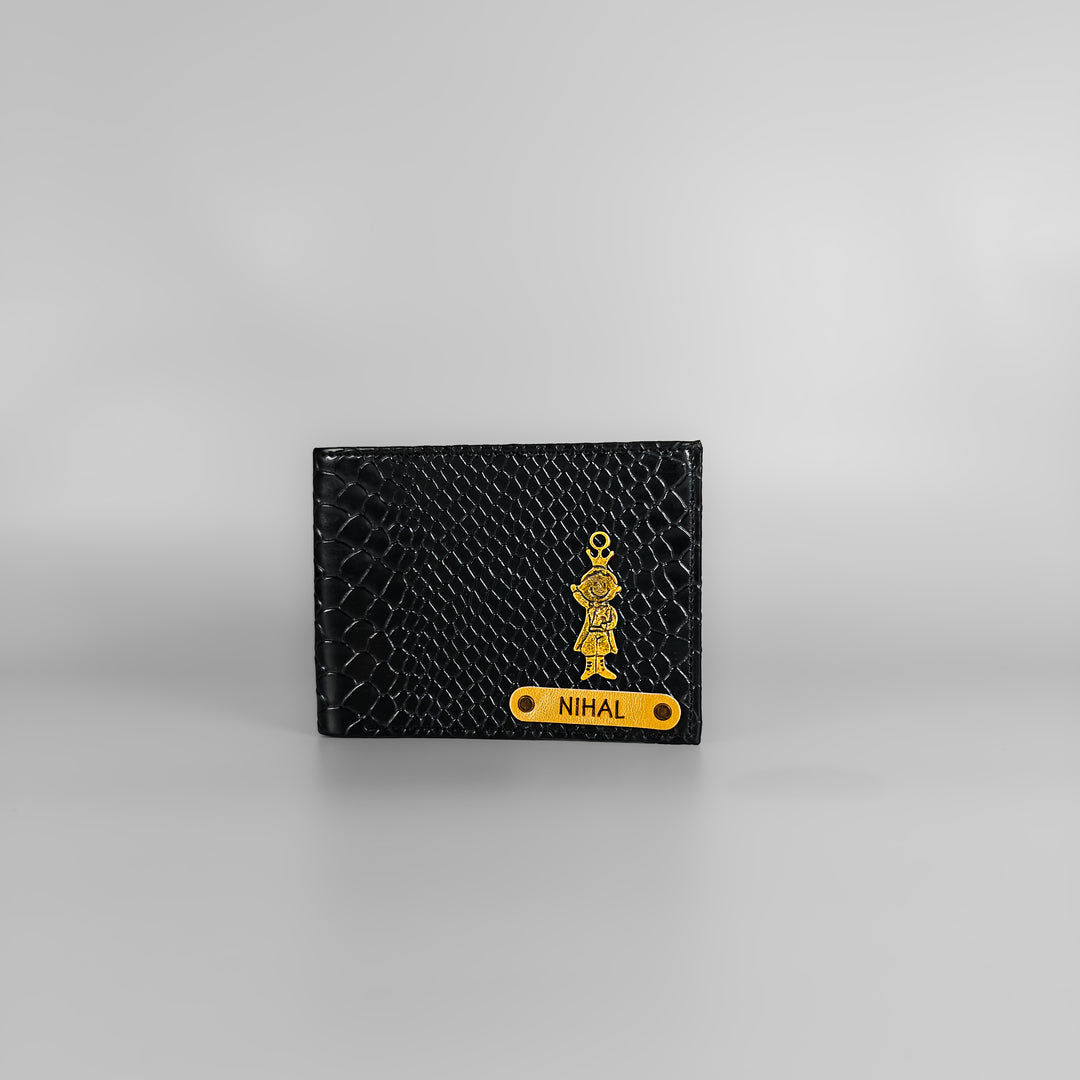 Personalized Men’s Textured Black Wallet with Free Charm by TPC Gifts