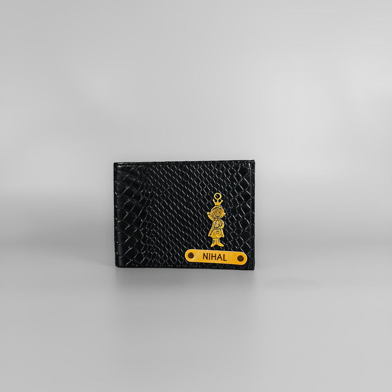 Personalized Men’s Textured Black Wallet with Free Charm by TPC Gifts