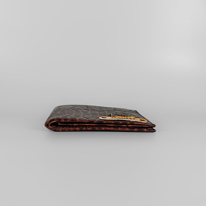 Personalized Dark Brown Gator Texture Leather Men&