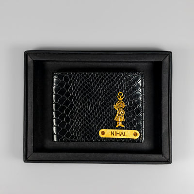 Personalized Men’s Textured Black Wallet with Free Charm by TPC Gifts
