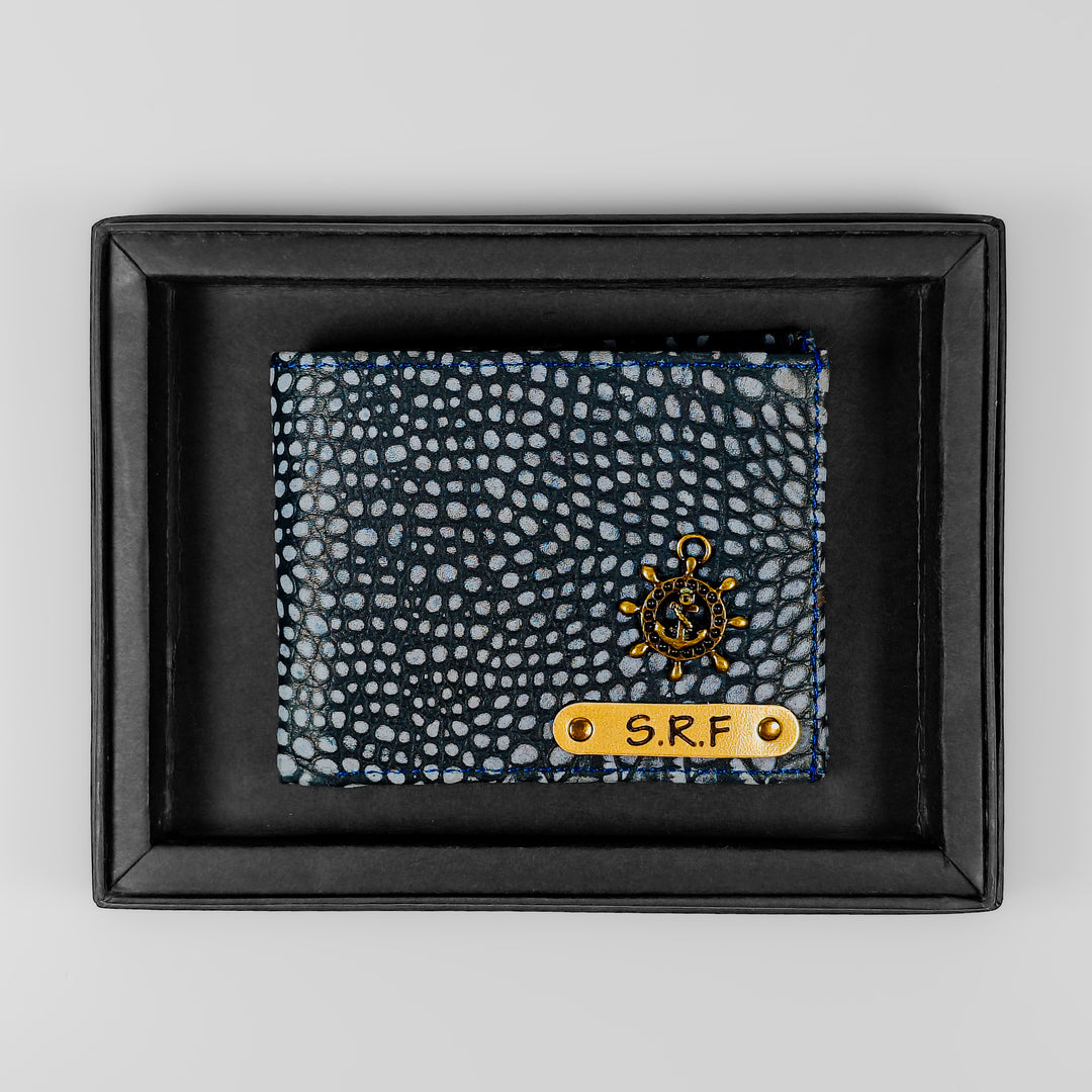 Personalized Blue Gator Texture Leather Men&