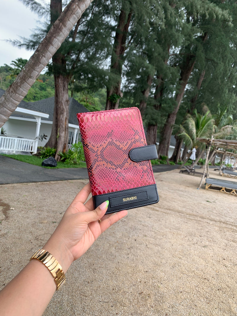 Odysey Raspberry Genuine Leather Travel Organizer