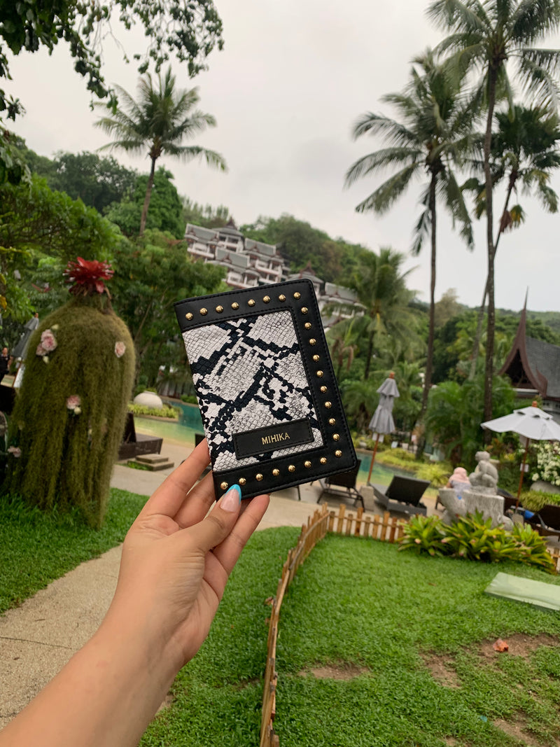 Black & White Animal Print With Stud Work Passport Cover