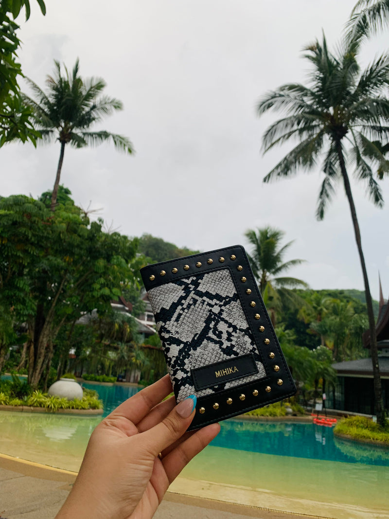 Black & White Animal Print With Stud Work Passport Cover