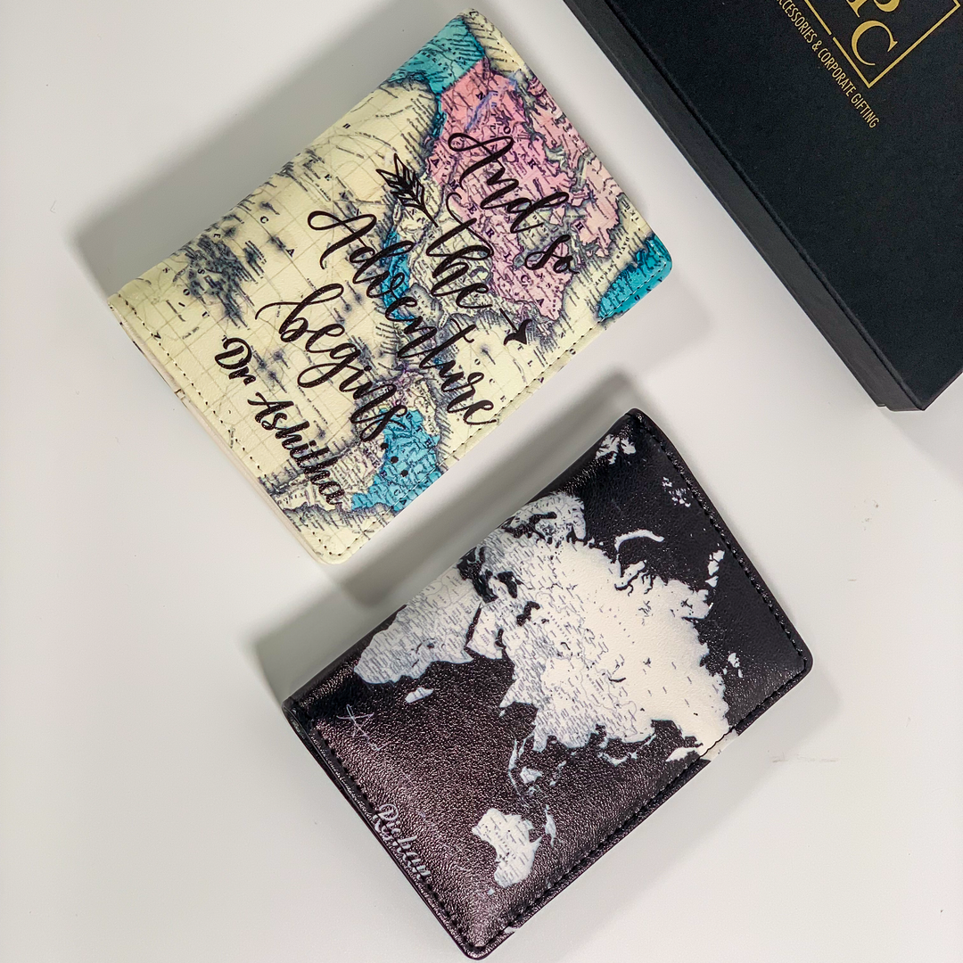 Couple print map passport covers in hand by TPC Gifts