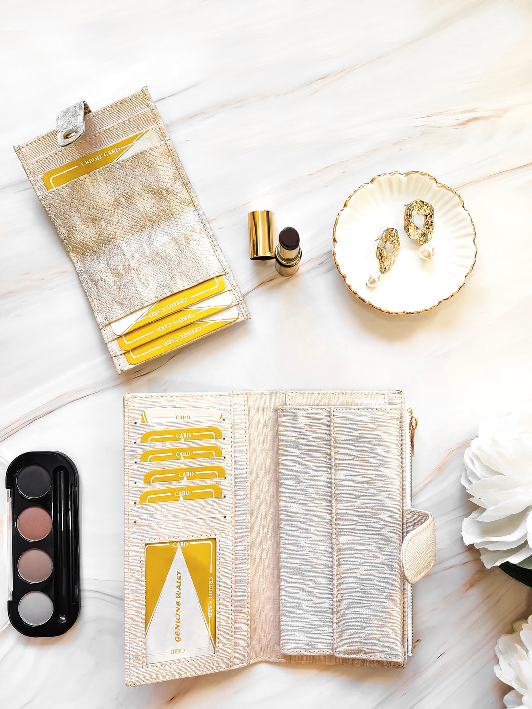 Personalized Women’s Textured Black &amp; Gold Wallet with Free Charm inside look by TPC Gifts