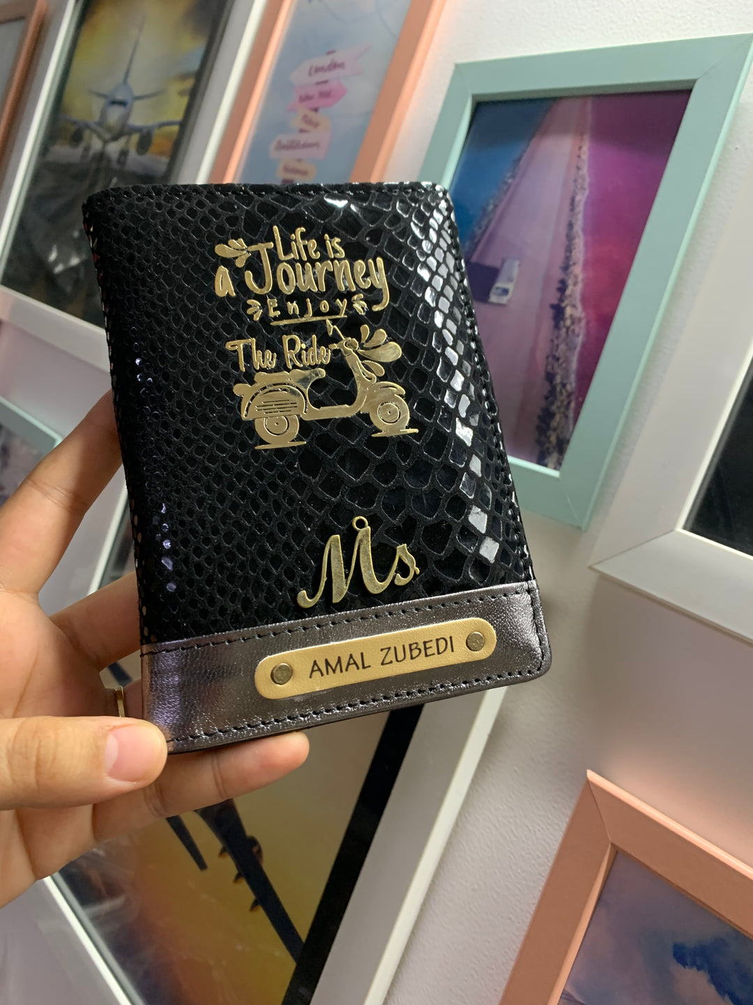 BLACK BOLLYWOOD PASSPORT COVER
