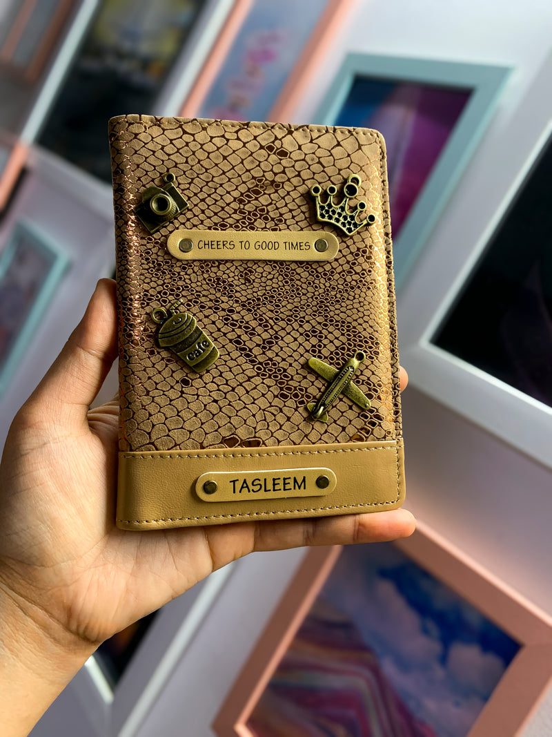 Bronze Copper Personalized Passport Cover - Cheers to Good Times Edition