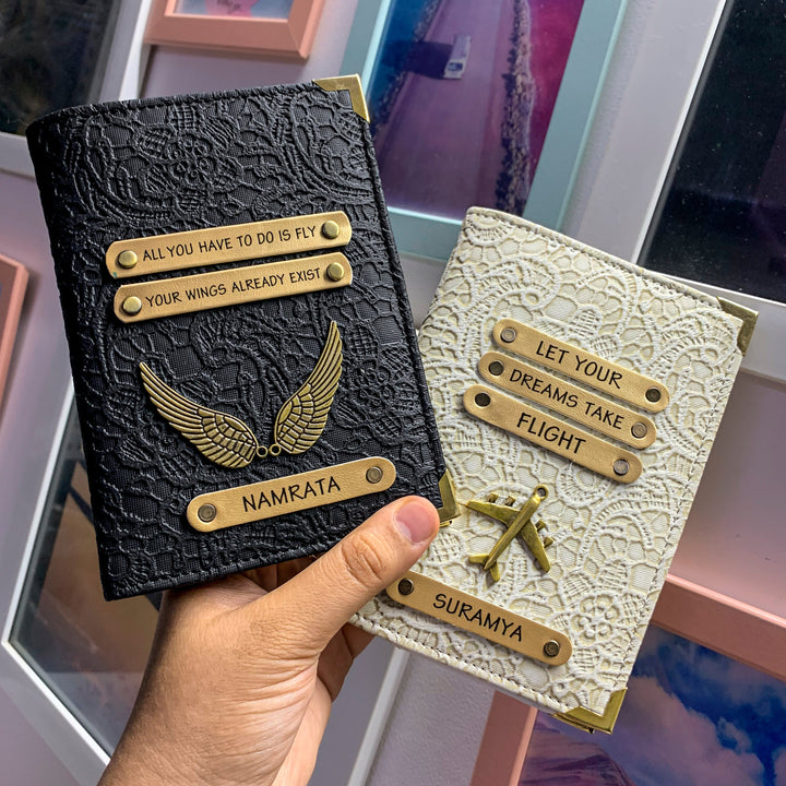personalized black and white premium passport covers by TPC Gifts