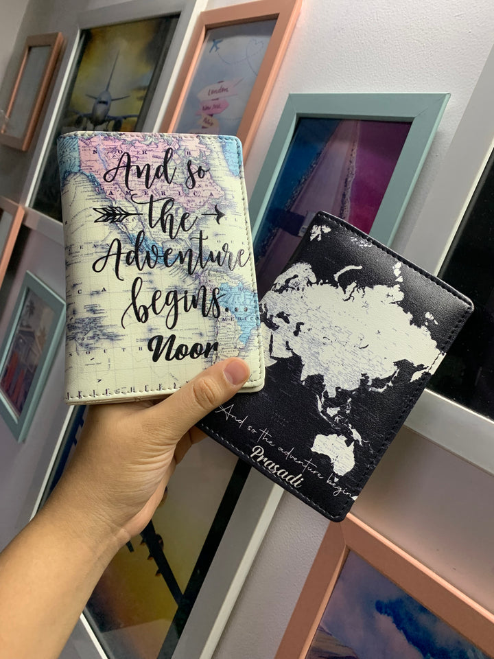 Couple print map passport covers in hand by TPC Gifts