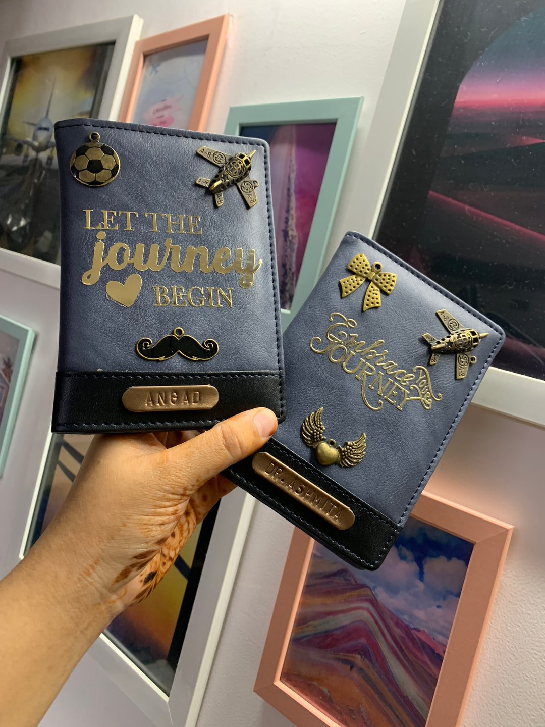 couple dual tone passport cover