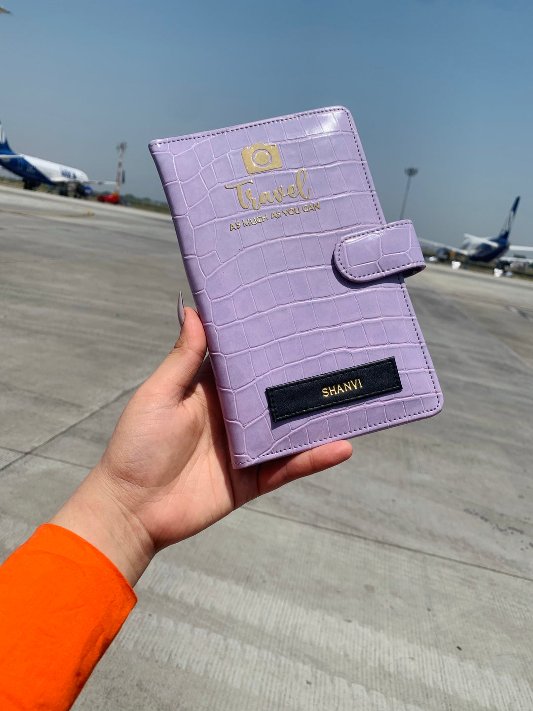 Lilac Croco Textured Travel Organizer