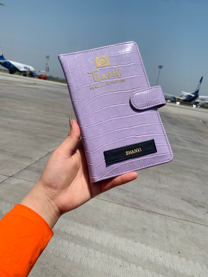 Lilac Croco Textured Travel Organizer