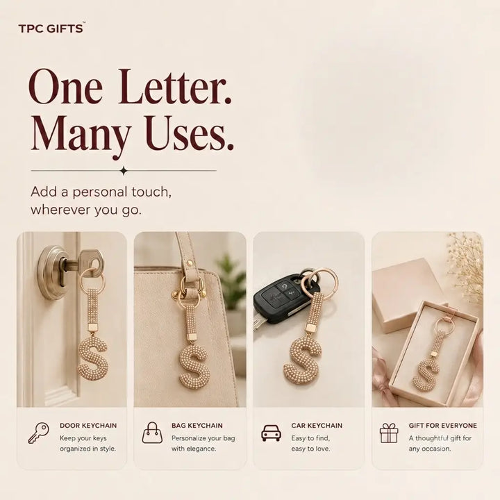 Bling Alphabet Keychain – Custom Personalised Initial Bag Charm