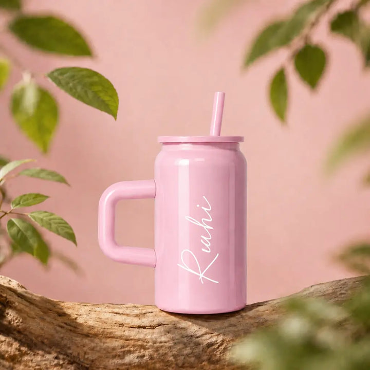 Boba Personalised Iced Coffee Tumbler with Handle &amp; Straw – 480ml