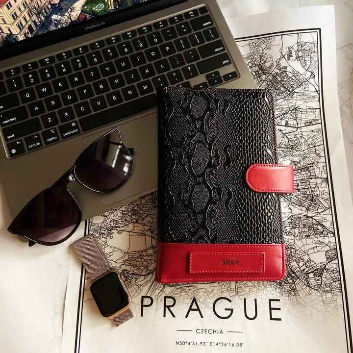 Black Molten Dragon Personalised Leather Travel Wallet
