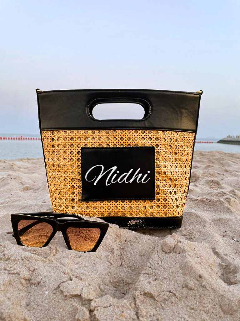 Personalised Black Cane Beach Bag - Prime Edition
