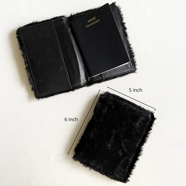 Personalised Black Fur Passport Cover Inside look  by TPC Gifts. 