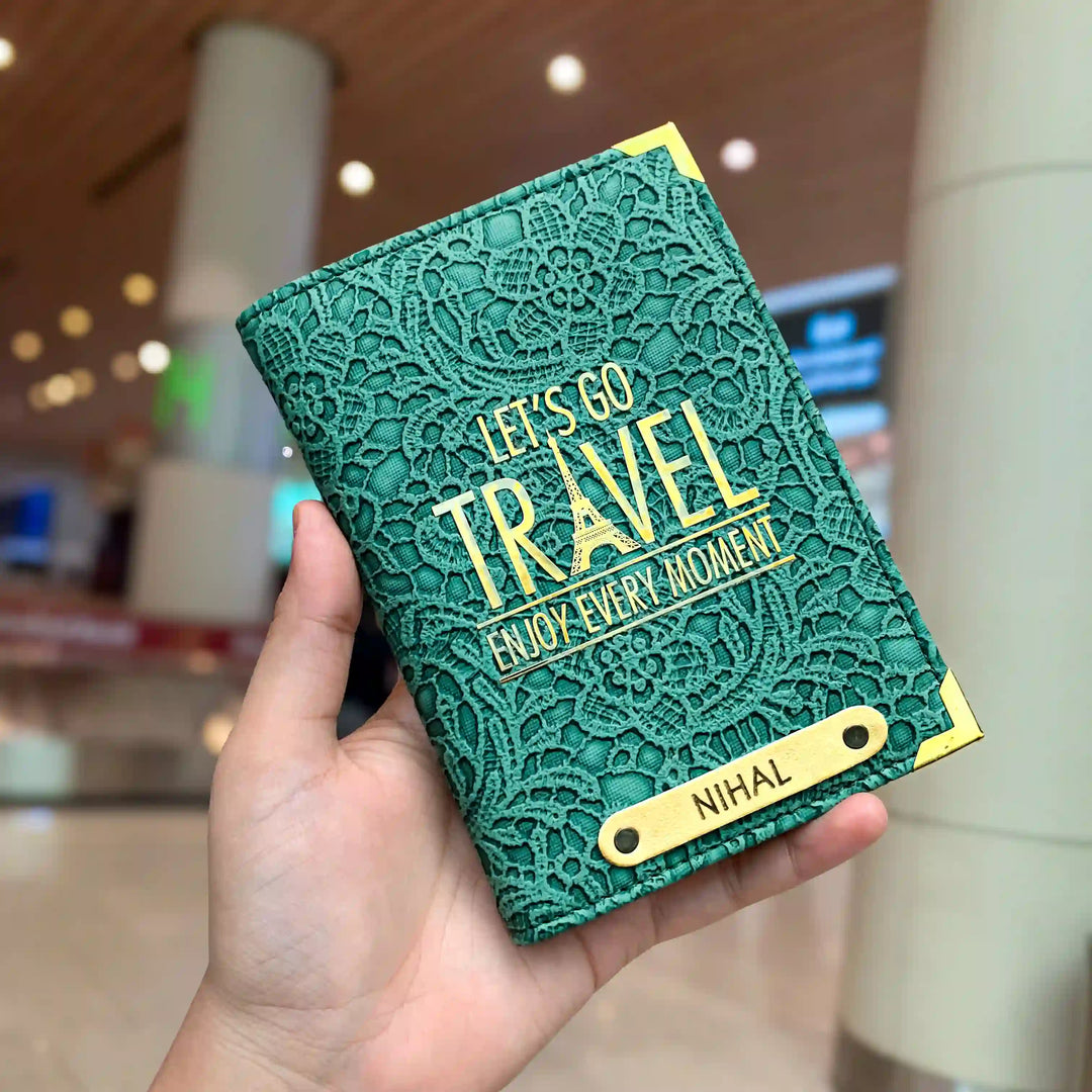 Personalized Glided Grace Green passport cover by TPC Gifts 