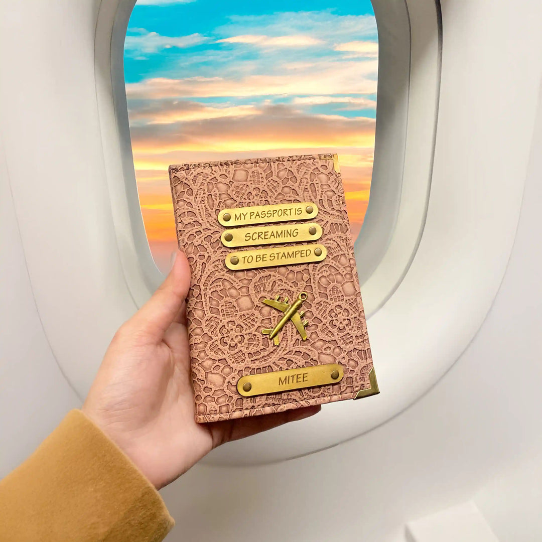 Personalized Glided Grace Onion Pink passport cover by TPC Gifts 