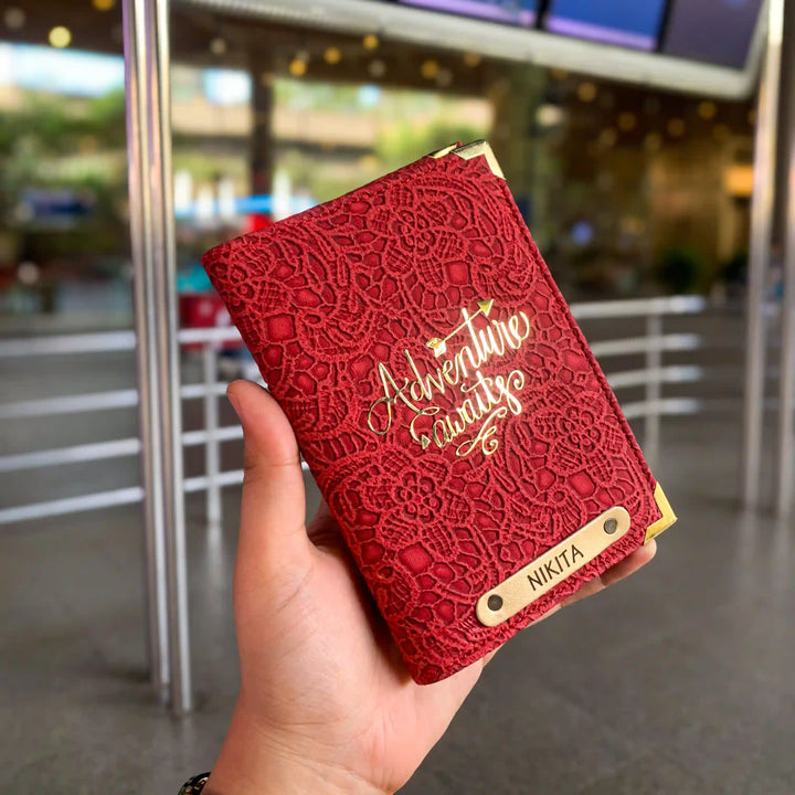 Personalized Glided Grace Red passport cover by TPC Gifts 