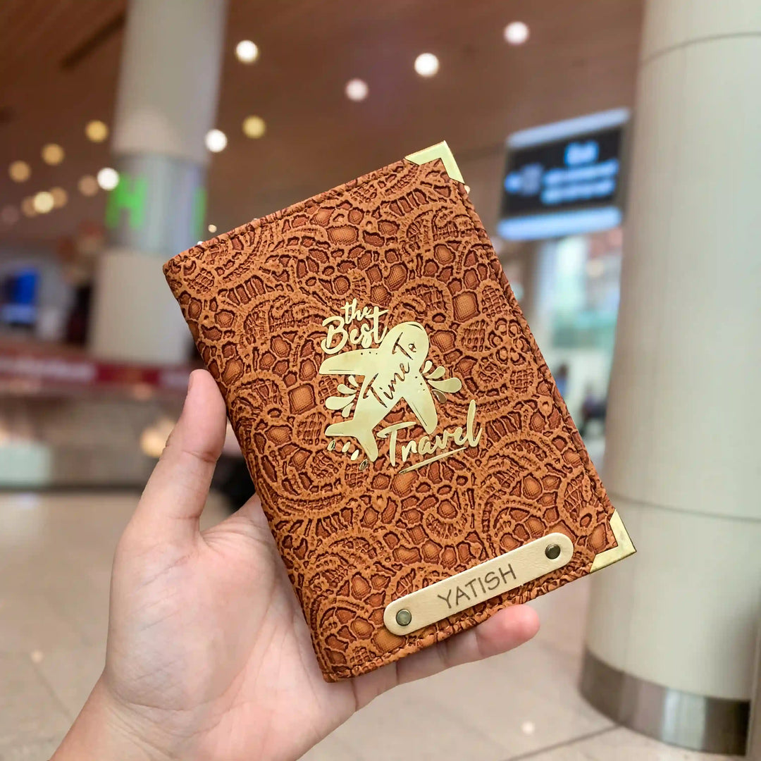 Personalized Passport Cover - Glided Grace White