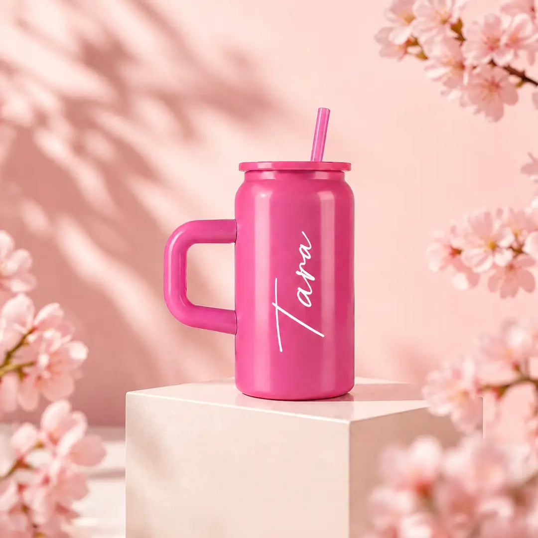 Boba Personalised Iced Coffee Tumbler with Handle &amp; Straw – 480ml