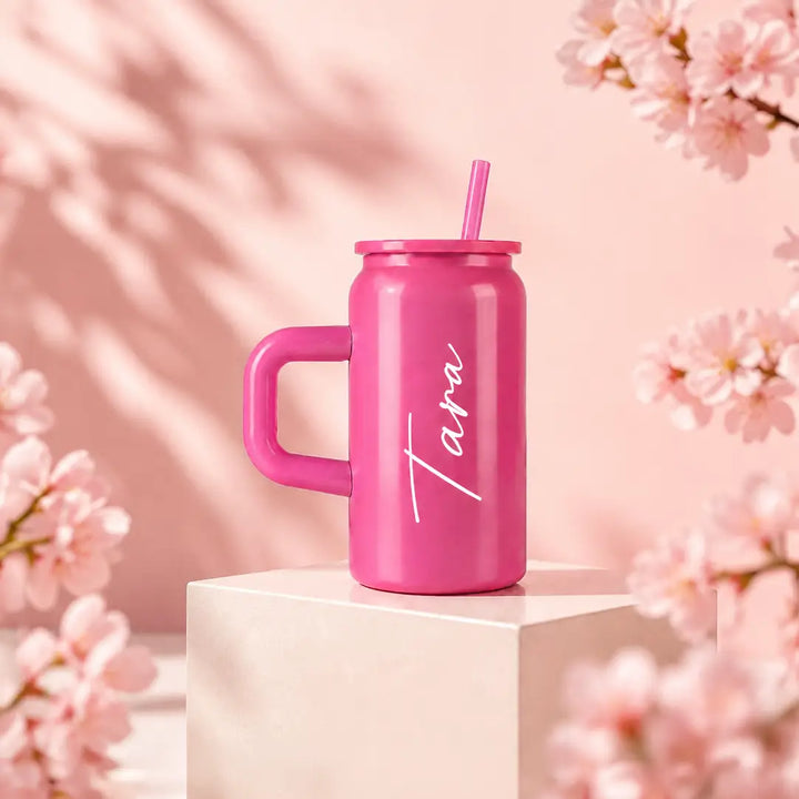 Boba Personalised Iced Coffee Tumbler with Handle &amp; Straw – 480ml