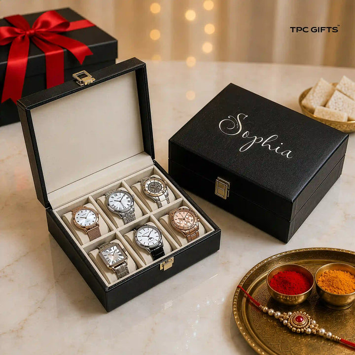 6-Slot Watch Organiser Box — Rakhi Gift