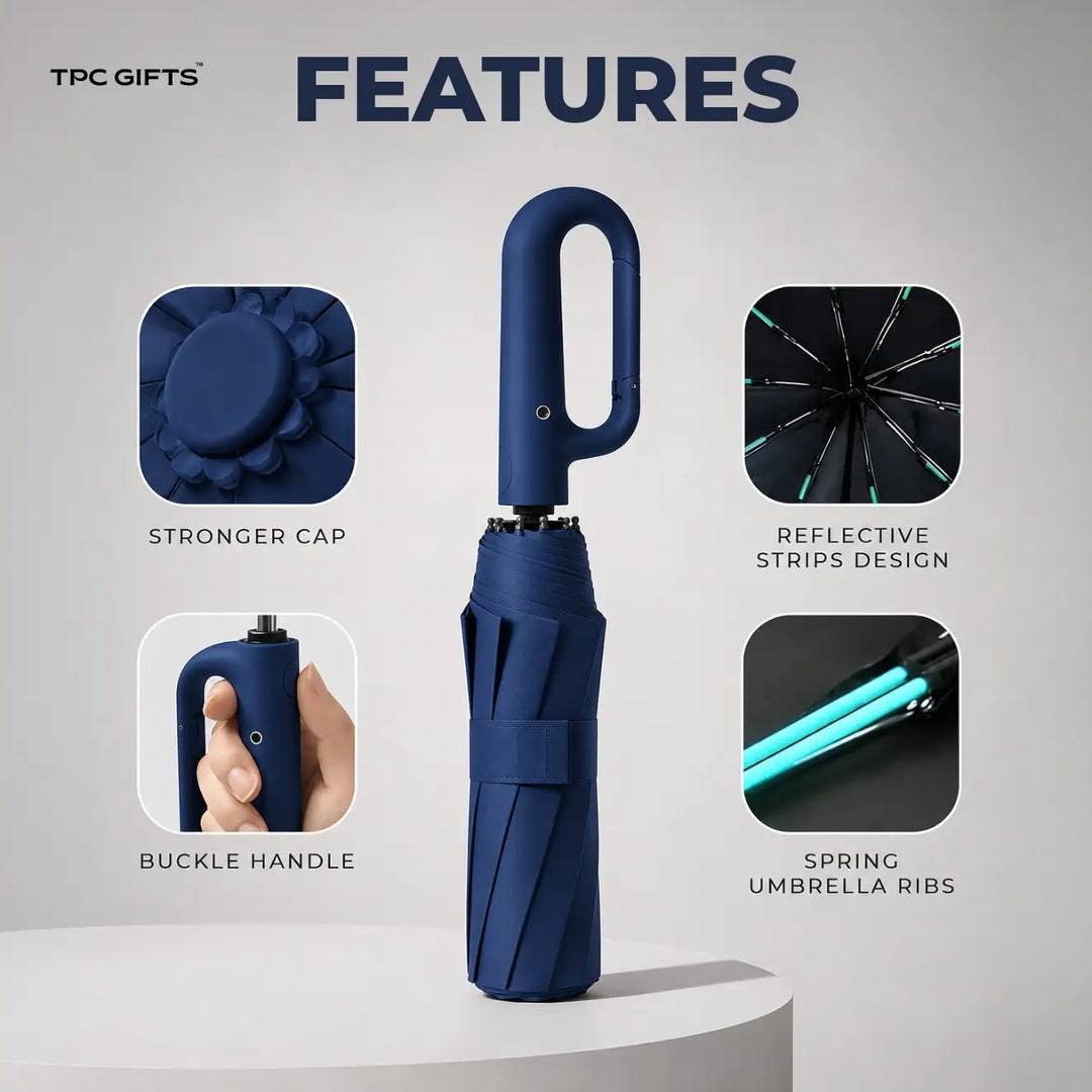 Clip Personalised Umbrella – Compact Windproof 3-Fold Semi-Automatic