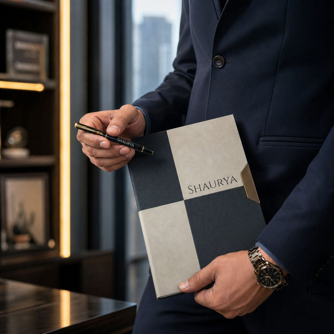 Personalized Dual-Tone Diary &amp; Pen Set