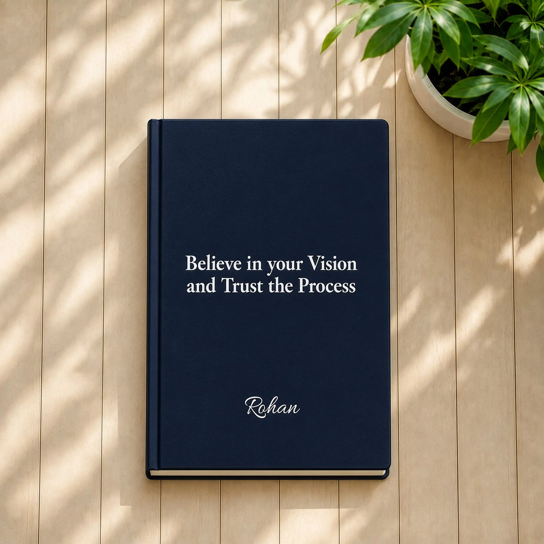 Custom Printed Diary — A5 Hardbound, Name, Quote &amp; Logo