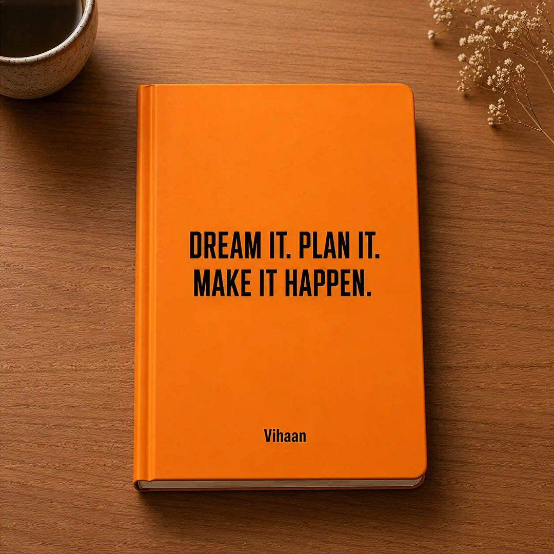 Custom Printed Diary — A5 Hardbound, Name, Quote &amp; Logo