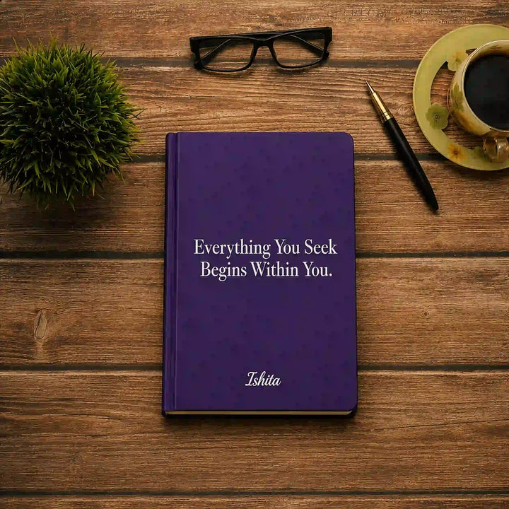 Custom Printed Diary — A5 Hardbound, Name, Quote &amp; Logo