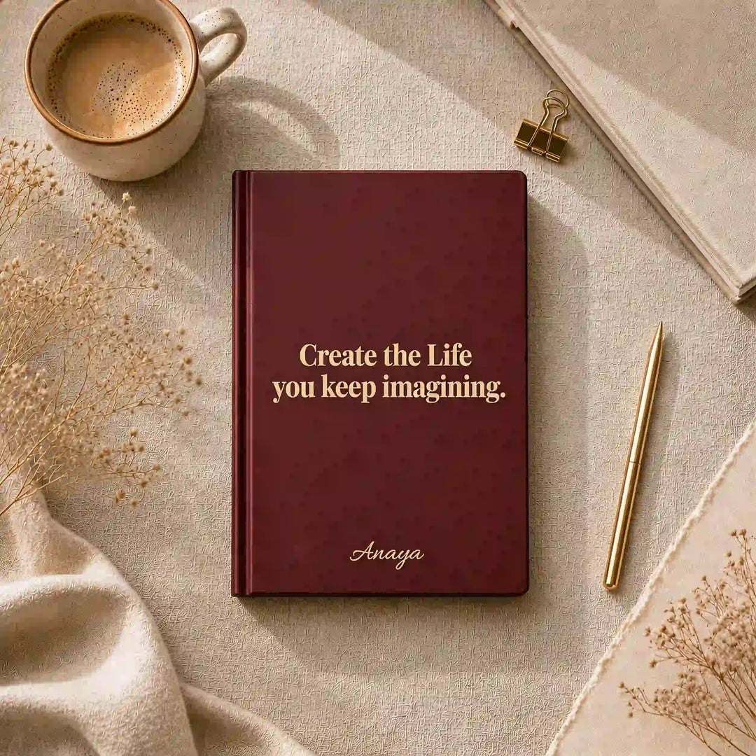 Custom Printed Diary — A5 Hardbound, Name, Quote &amp; Logo