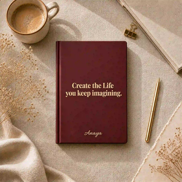 Custom Printed Diary — A5 Hardbound, Name, Quote &amp; Logo
