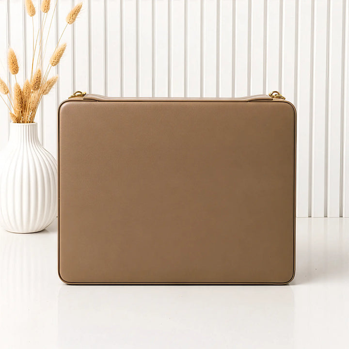 The Letter Watch Organiser – Personalised 8-Slot Watch Box with Gold Letters, Vegan Leather &amp; Suede