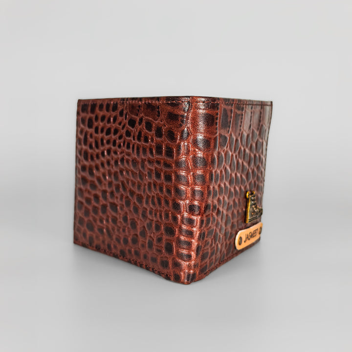 Personalized Dark Brown Gator Texture Leather Men&