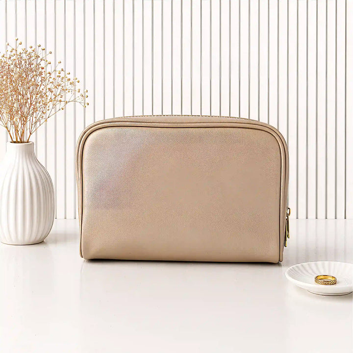 The Letter Pouch – Personalised Vanity &amp; Makeup Pouch with Gold Metal Letters, Vegan Leather