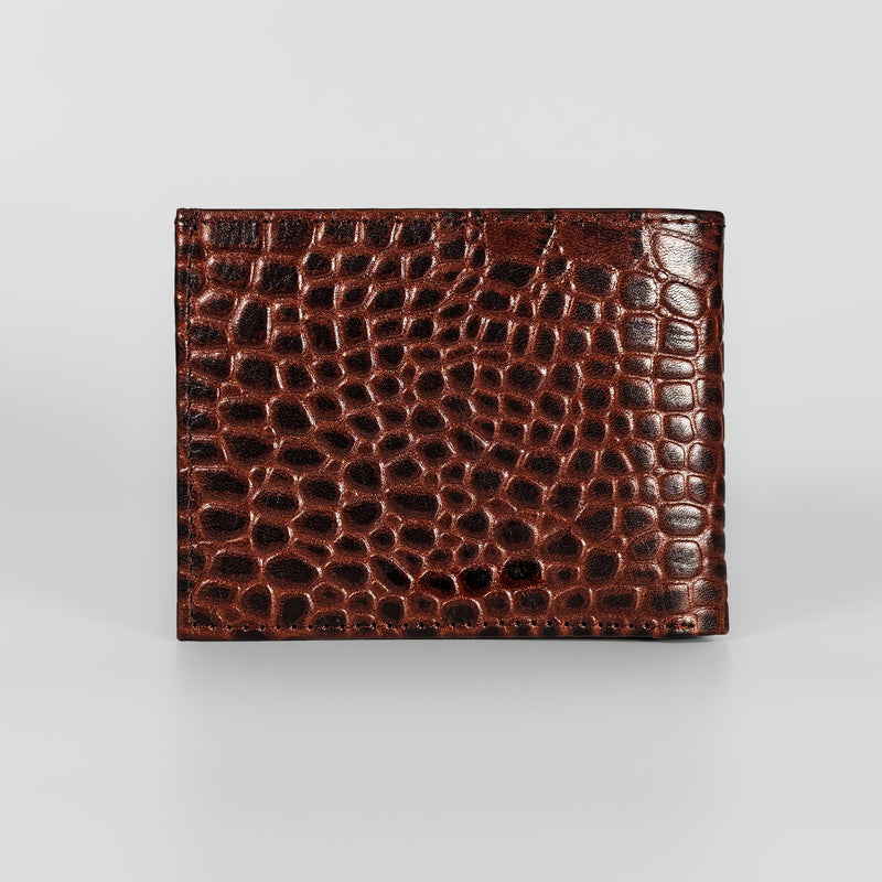 Personalized Dark Brown Gator Texture Leather Men&