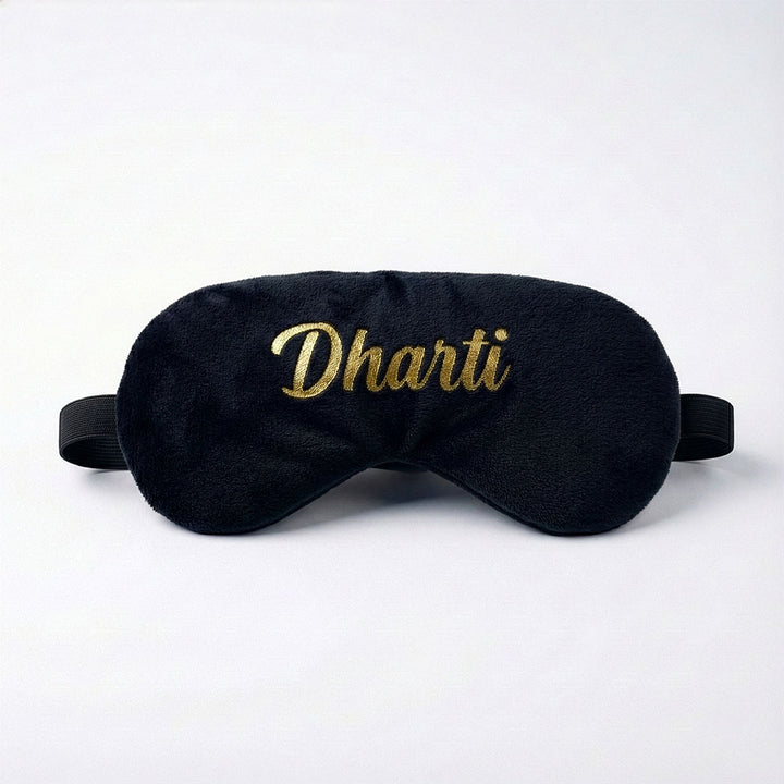 Black sleep mask with &