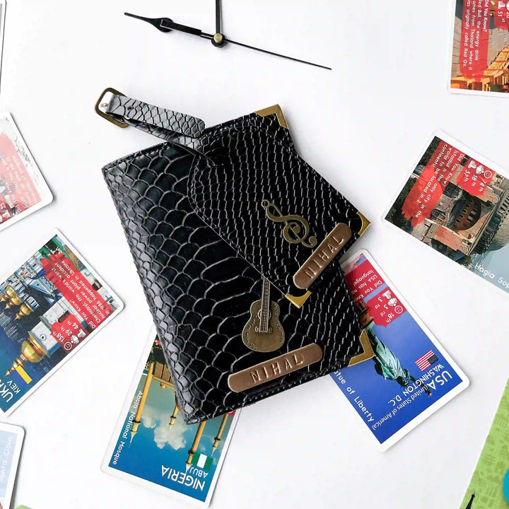 Black Snake Texture Passport Cover &amp; Luggage Tag