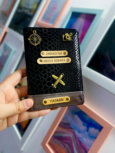 Black Personalized Passport Cover - Zindagi Na Milegi Dobara by TPC Gifts