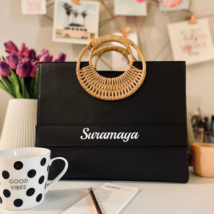 Personalised Black Tote Bag - Midnight Rose
