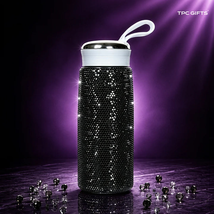 Aura Bling Crystal Bottle – Premium Rhinestone Tumbler with Carry Loop, 400ml