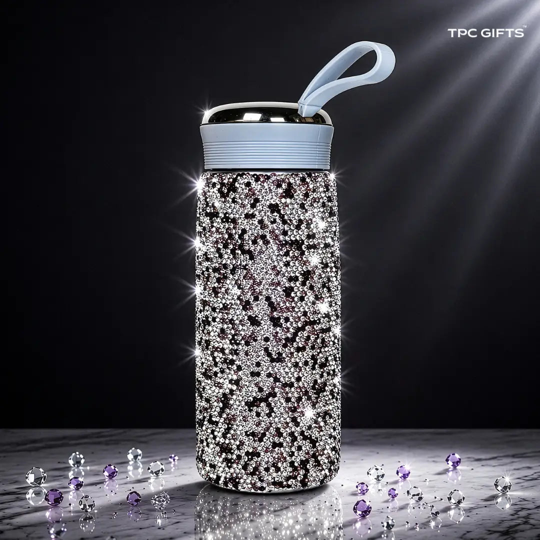 Aura Bling Crystal Bottle – Premium Rhinestone Tumbler with Carry Loop, 400ml
