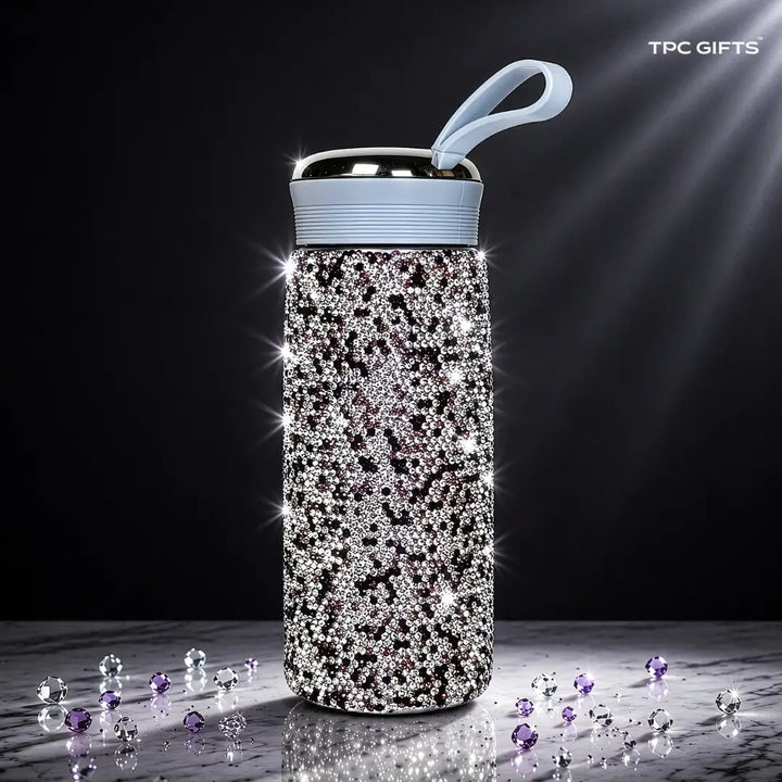 Aura Bling Crystal Bottle – Premium Rhinestone Tumbler with Carry Loop, 400ml
