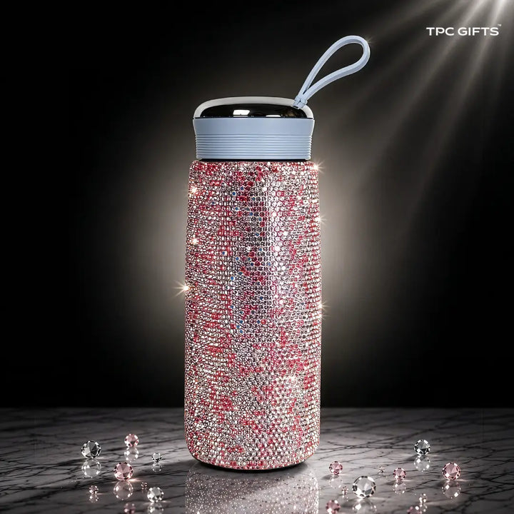 Aura Bling Crystal Bottle – Premium Rhinestone Tumbler with Carry Loop, 400ml