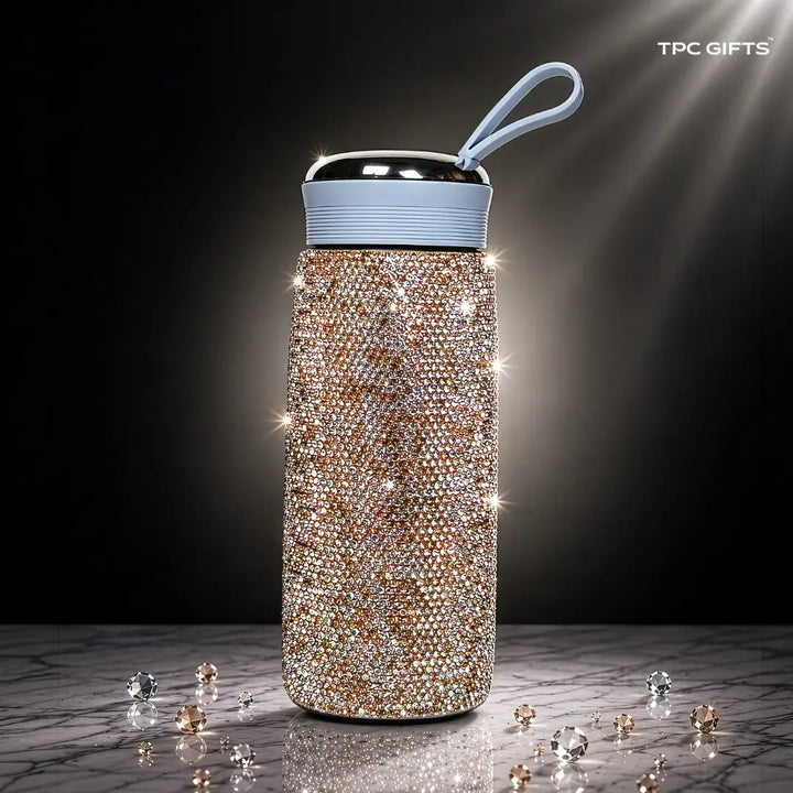 Aura Bling Crystal Bottle – Premium Rhinestone Tumbler with Carry Loop, 400ml