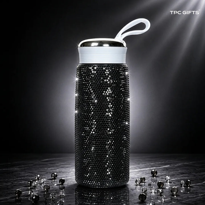 Aura Bling Crystal Bottle – Premium Rhinestone Tumbler with Carry Loop, 400ml